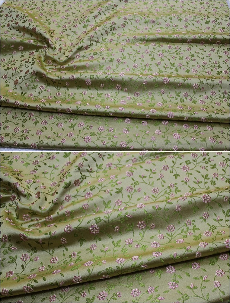 Floral Brocade Fabric: Chinese Style Silk Rayon Blend, 29.5" Wide