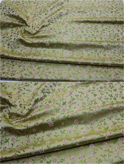Floral Brocade Fabric: Chinese Style Silk Rayon Blend, 29.5" Wide