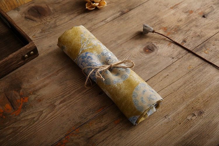 Ancient Building Print Ramie Fabric: Natural Fiber Sewing Material
