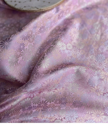 Floral Silk Brocade Fabric: 59"W Rayon Blend, Cheongsam Sewing Material