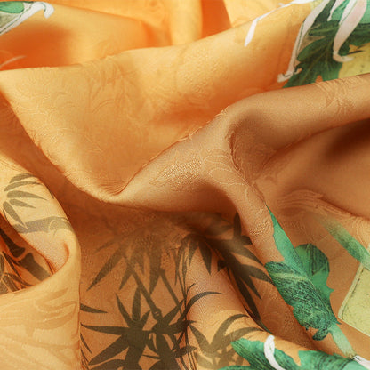 Ancient Pattern Tea Silk Fabric: Rich Texture Satin, 59"W