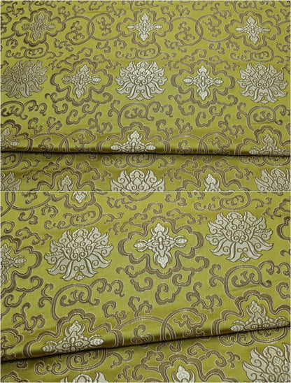 Tissu brocart à médaillon chinois : mélange soie-rayonne de 150 cm de large