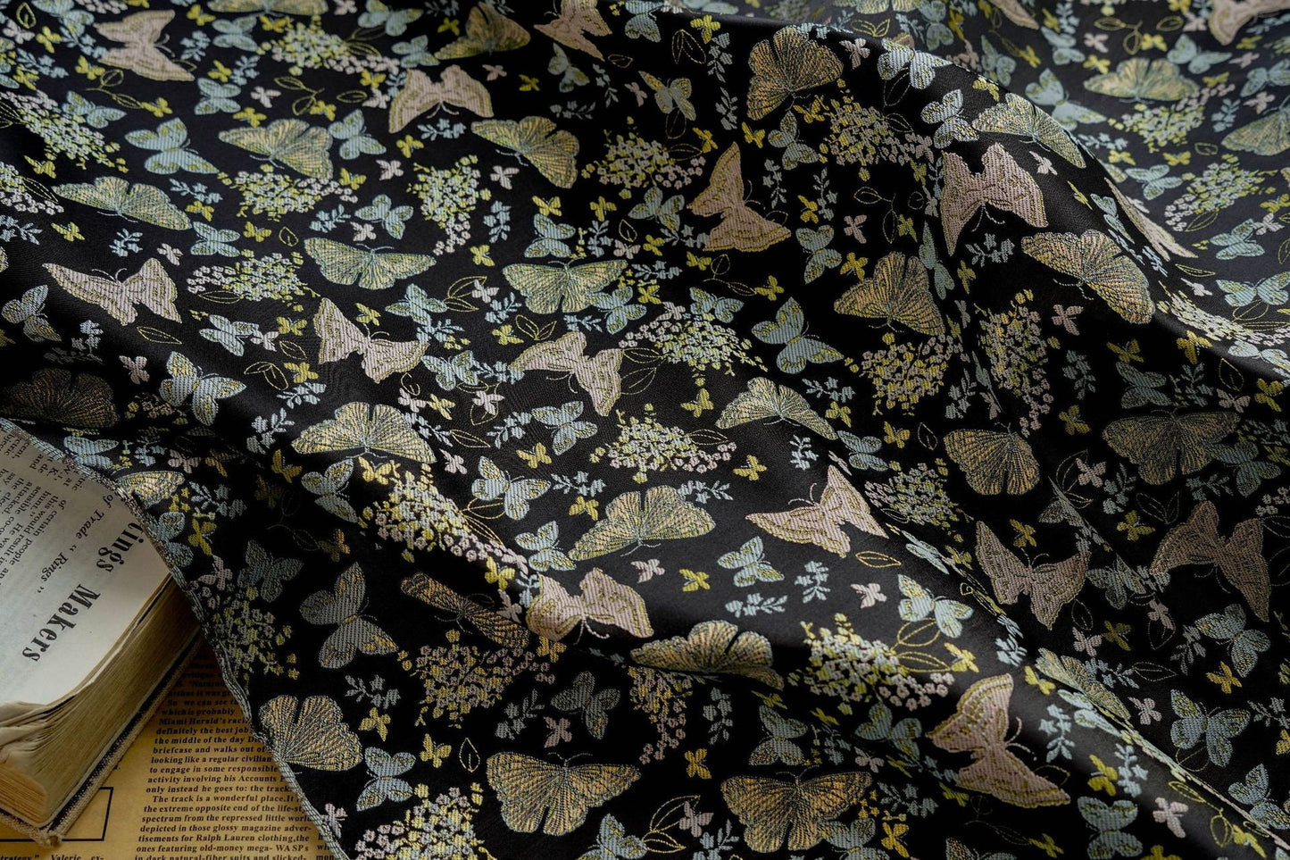 Butterfly Jacquard Fabric: 59"W Polyester Upholstery, Costume, Decor