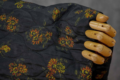 Embossed Floral Quilted Jacquard Fabric: Polyester Blend Upholstery