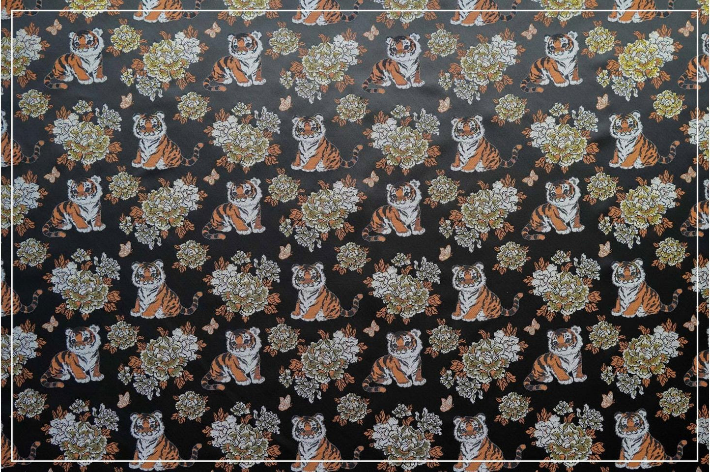 Tiger & Peony Brocade Fabric ��� Chinese Jacqua" Wide