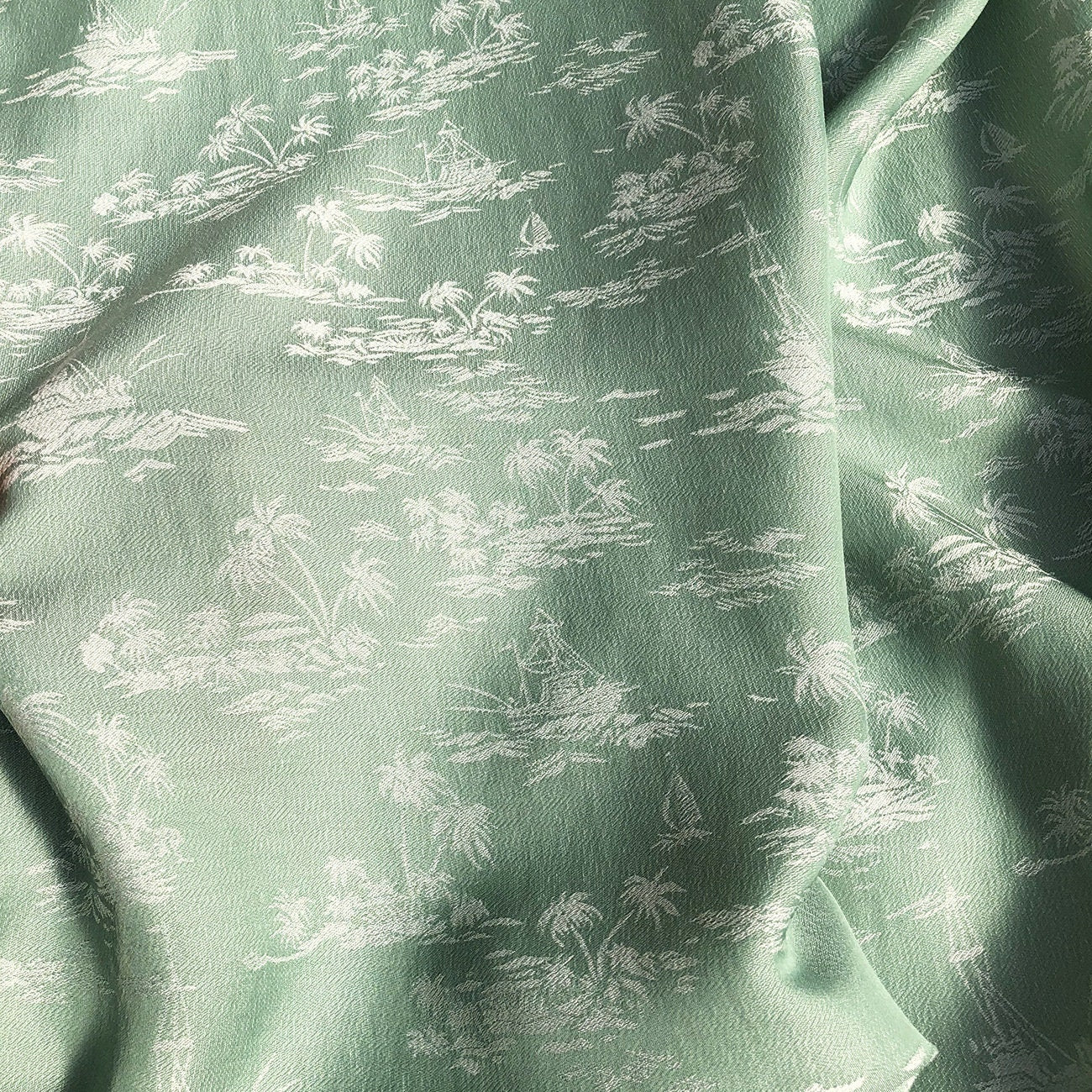 Coconut Tree Jacquard Damask Fabric: Two-Sided Sewing Material, 57" Wide