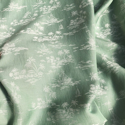 Coconut Tree Jacquard Damask Fabric: Two-Sided Sewing Material, 57" Wide