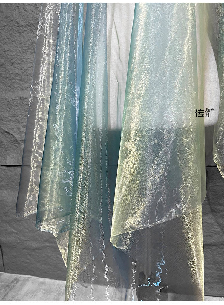 Colorful Gradient Organza Fabric: Laser Symphony Yarn (By The Meter)