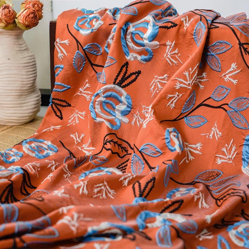 Jacquard Upholstery Fabric: 3D Texture Floral Decor, Costume Sewing (55" W)