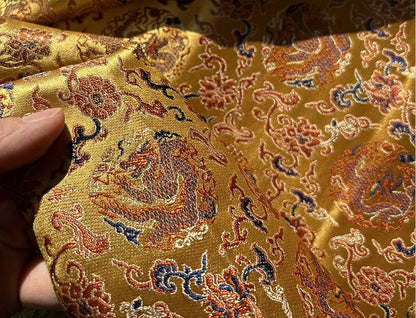 Dragon Silk Brocade Fabric: 57"W Chinese Emperor Robe Material