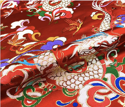 Dragon Brocade Fabric: 59"W Silk Rayon Blend, Traditional Sewing