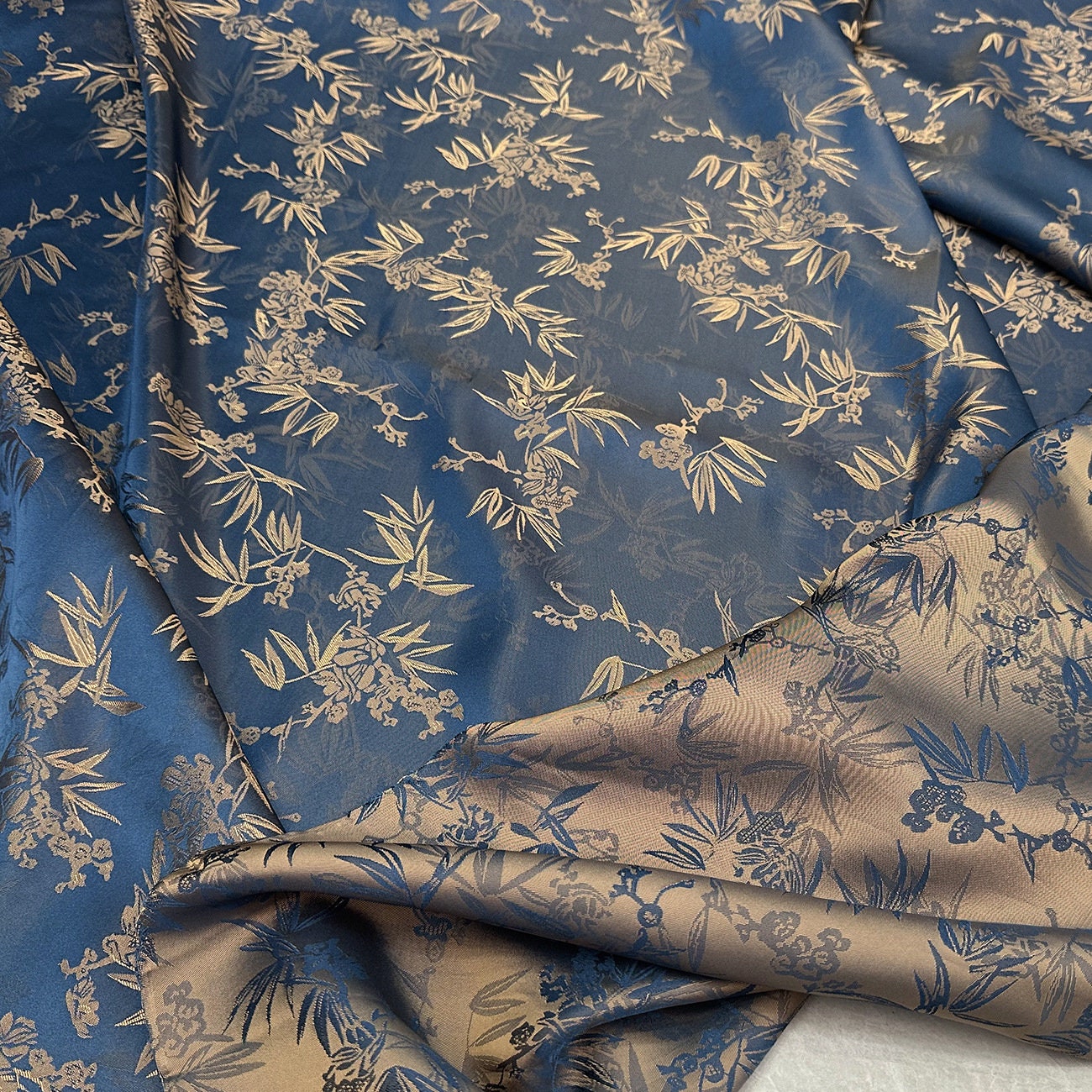 Bamboo Jacquard Satin Damask Fabric: Two-Sided Rayon, 59" Wide