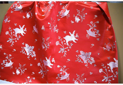 Rabbit Jacquard Brocade Fabric: 57"W Silk Rayon Damask