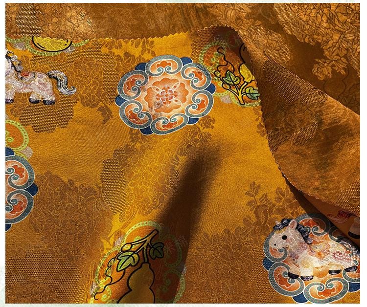 Horse Jacquard Rayon Fabric ��� Fortune & Prosperity Xiangyun Pri"W
