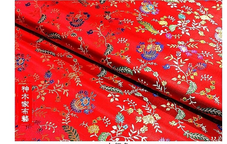 Peony Brocade Fabric: Silk Rayon Blend, Floral Upholstery & Costume