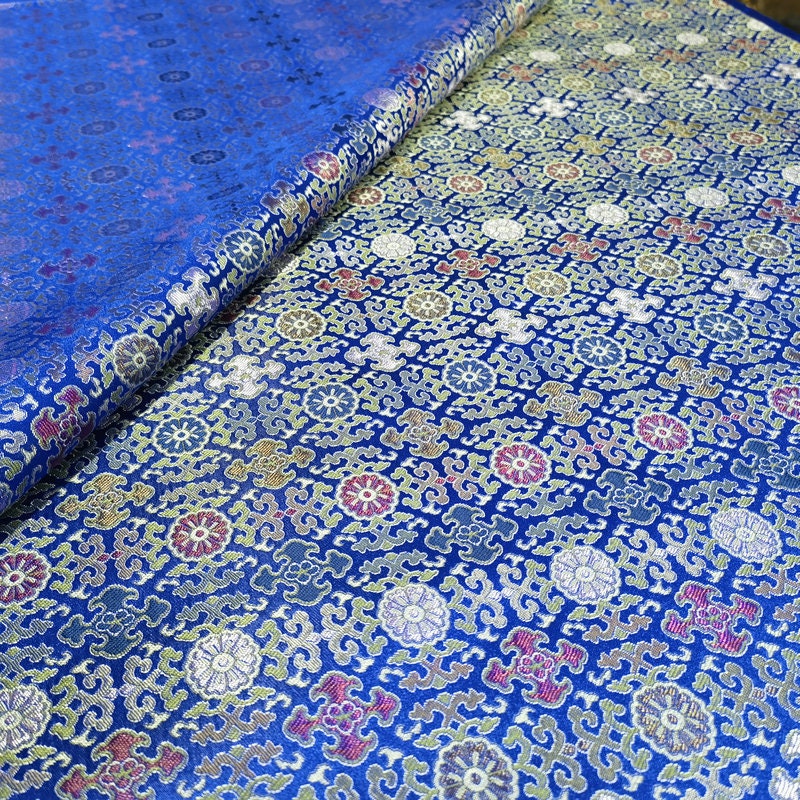 Mongolian Brocade Fabric: 59"W Rayon Cheongsam, Robe, Drapery