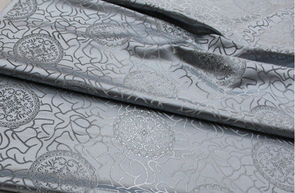 Silver Brocade Fabric: Ancient Pattern Silk Rayon Gown Fabric
