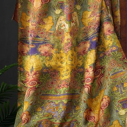 Elephant Pattern Shantung Fabric: 55"W Rayon Upholstery, Costume, Scarf
