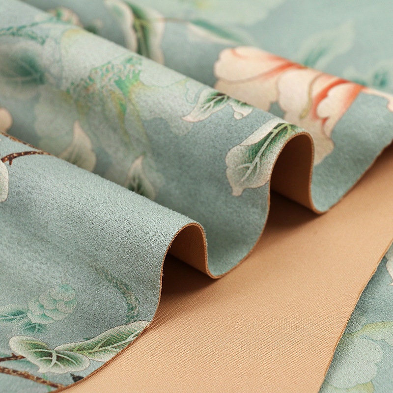 Floral Faux Suede Fabric: 59" Wide Polyester Upholstery