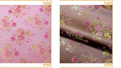 Silk Brocade Fabric: Flower Damask, 45" Wide - By The Meter
