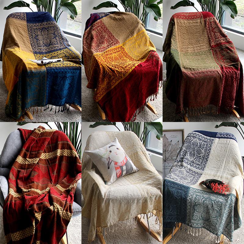 Vintage European Style Sofa Throw Blanket: Non-Slip Thick Sofa Cover