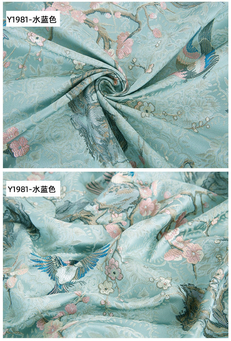 Bird Jacquard Fabric: 57"W Polyester Upholstery, Costume & Decor