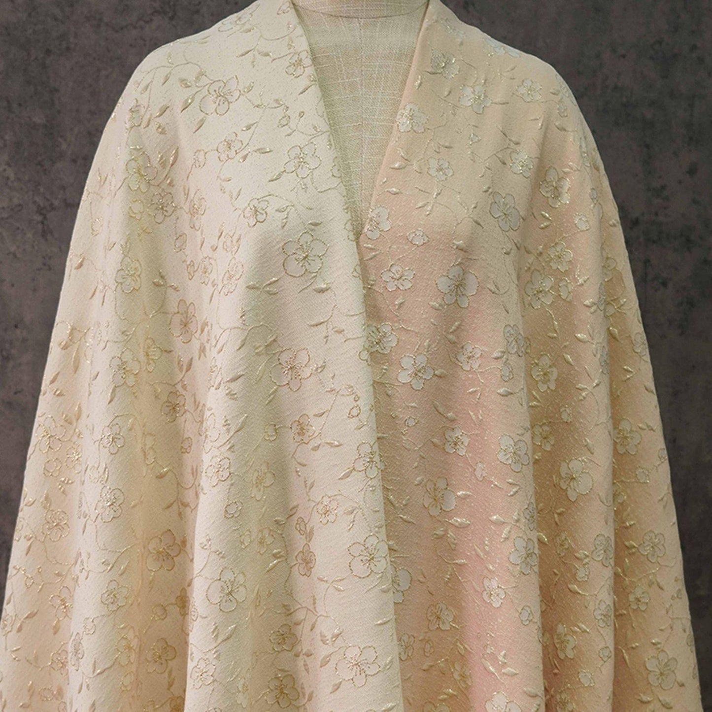 Reversible Jacquard Fabric: Gold Floral Embossed Upholstery, 56"W