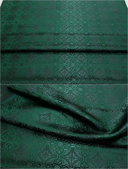 Plaid Brocade Fabric: Traditional Mongolian Robe Jacquard (29.5" W)