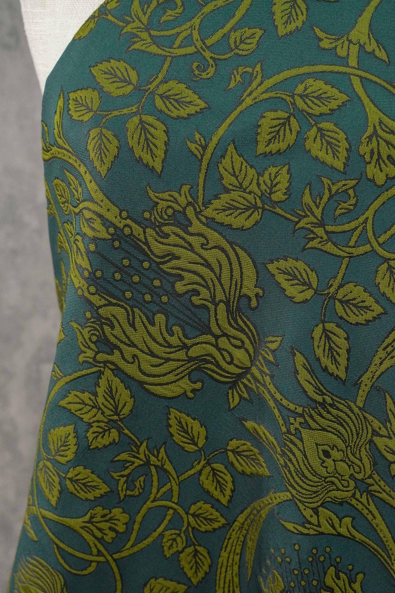 European Baroque Embossed Jacquard Fabric, Vintage Floral Brocade for Dressmaking and Gown, 58"Wide