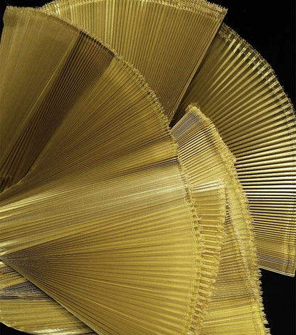 Metallic Gold Pleated Fabric: 62" Wide Stiff Polyester