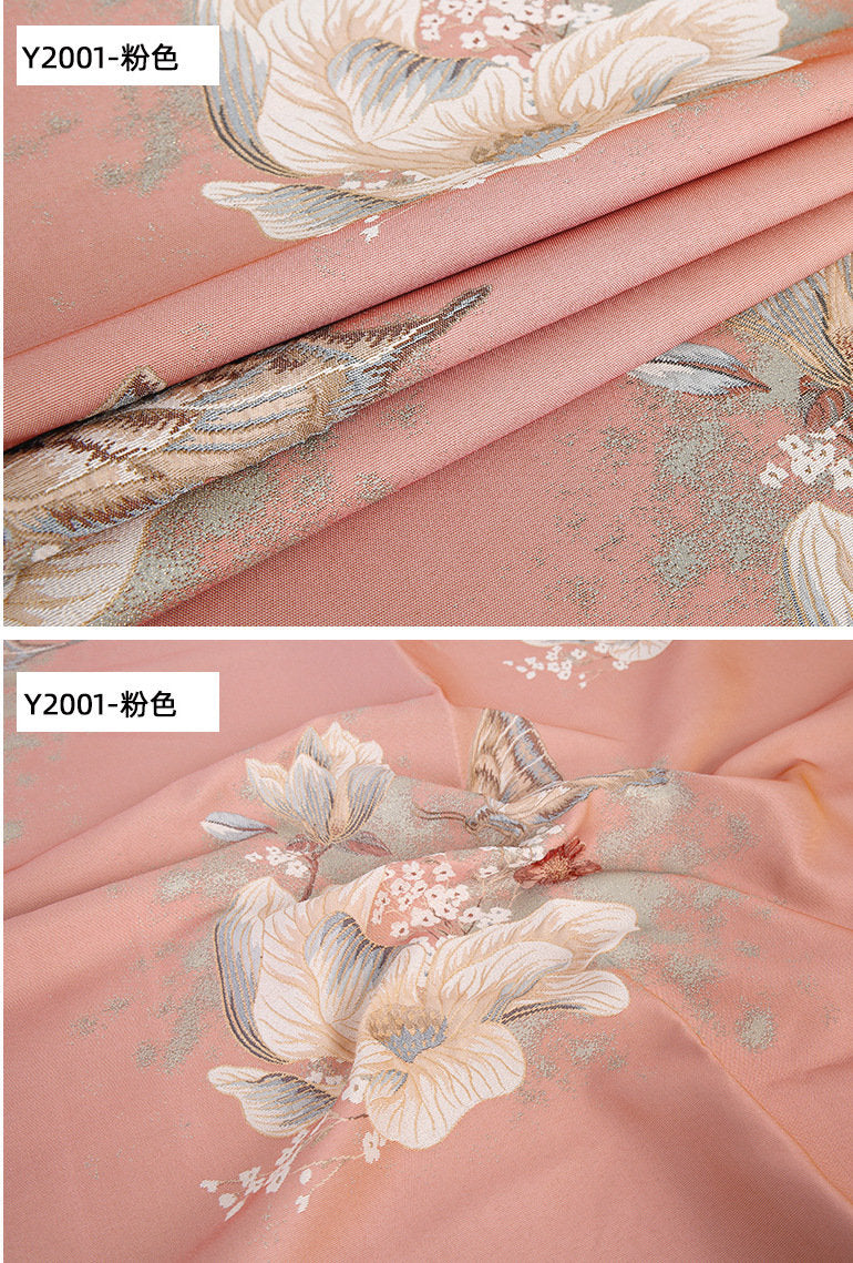 Tissu jacquard papillon : 145 cm de large, polyester, matériau de couture