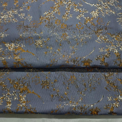 Burnt Orange Gold Thread Jacquard Fabric: 52" Wide Cotton Blend