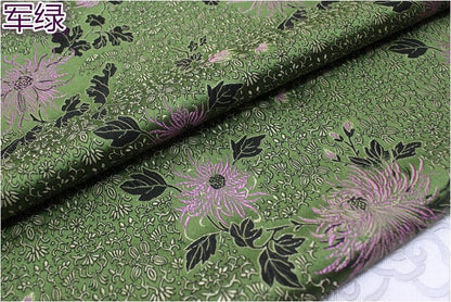 Chrysanthemum Silk Brocade Fabric: Colorful Cheongsam Qipao Sewing Material