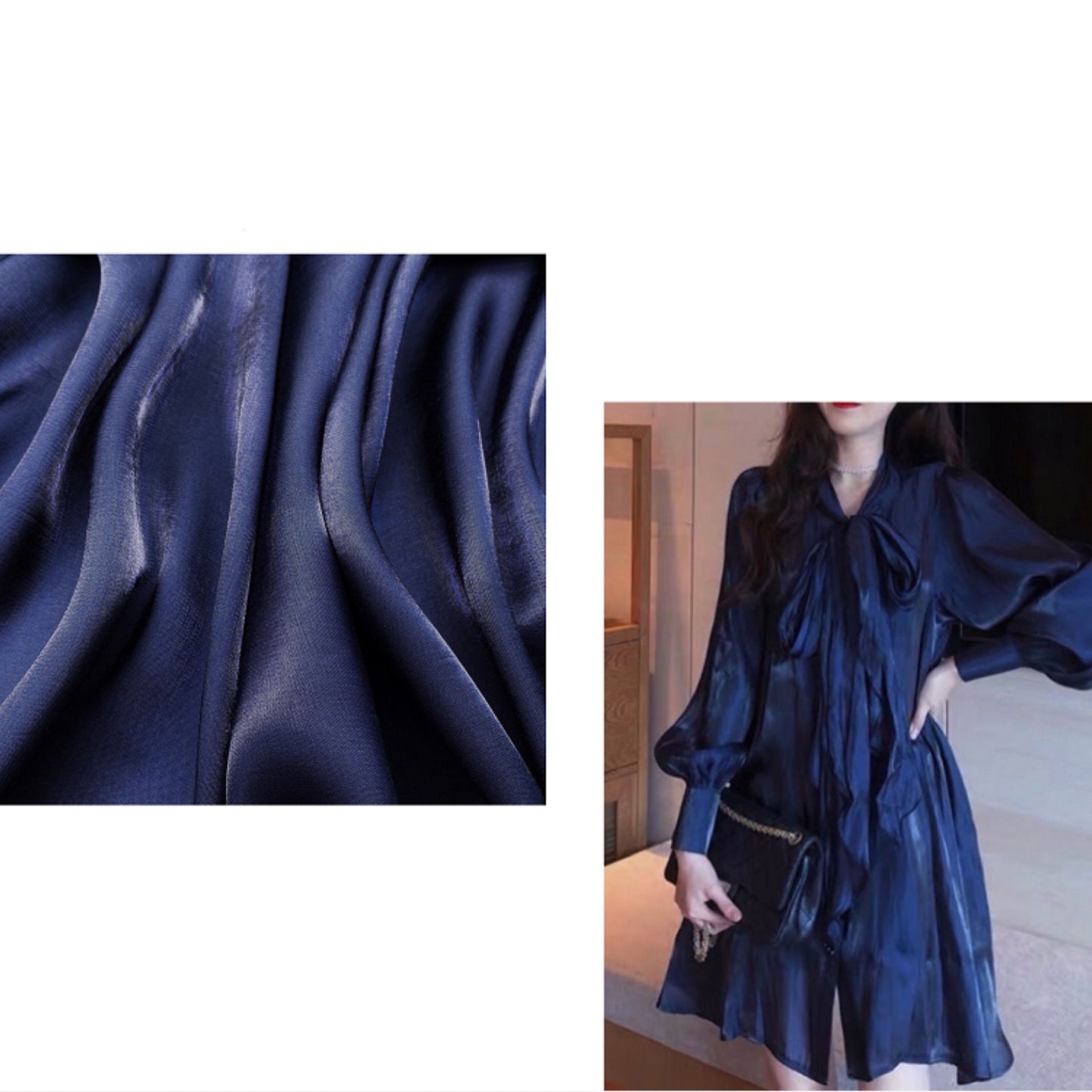Shiny Mercerized Cotton Fabric: Gradient Satin Silky Hanfu, 59" Wide