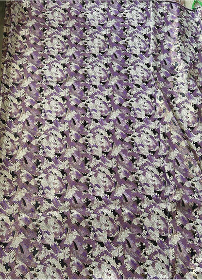 Tissu brocart à vagues violettes : Matériel de couture pour kimonos japonais