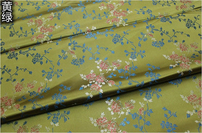 Brocart de soie damassé : Branche de pivoine, 75 cm de large - Vendu au mètre