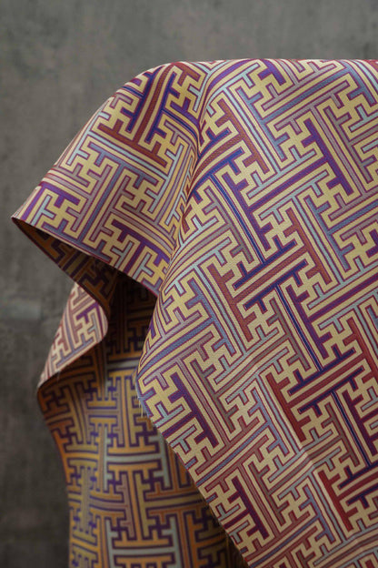 Reversible Jacquard Woven Fabric: Ancient Checkered Pattern, 59"W