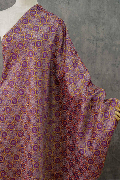 Mongolian Bada Pattern Fabric: 59"W Rayon Upholstery, Costume, Decor