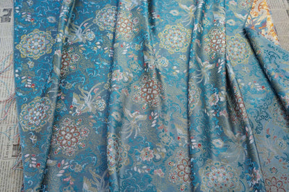 Tissu brocart Phoenix à fils d'or : Jacquard style chinois (140 cm)