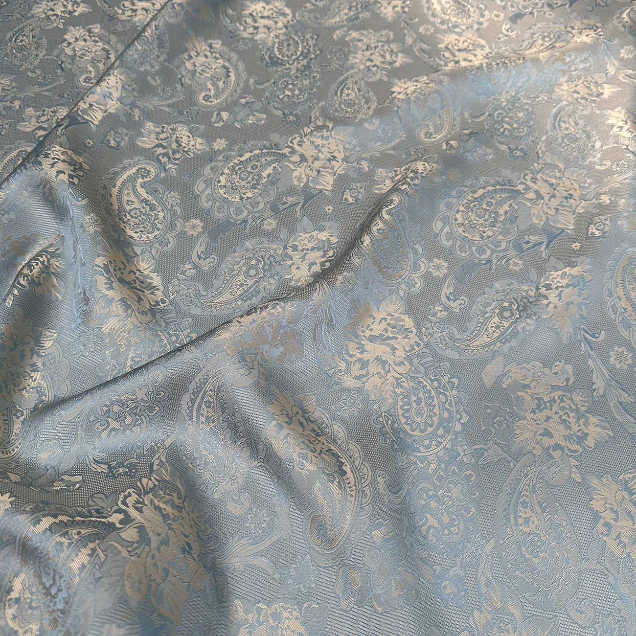 Cashew Flower Jacquard Fabric: Rayon Blend Satin, 59" Wide