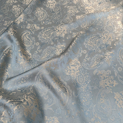 Cashew Flower Jacquard Fabric: Rayon Blend Satin, 59" Wide