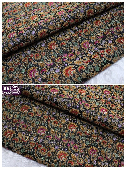Floral Chinese Silk Brocade Fabric: Celosia Pattern, 29.5" Wide