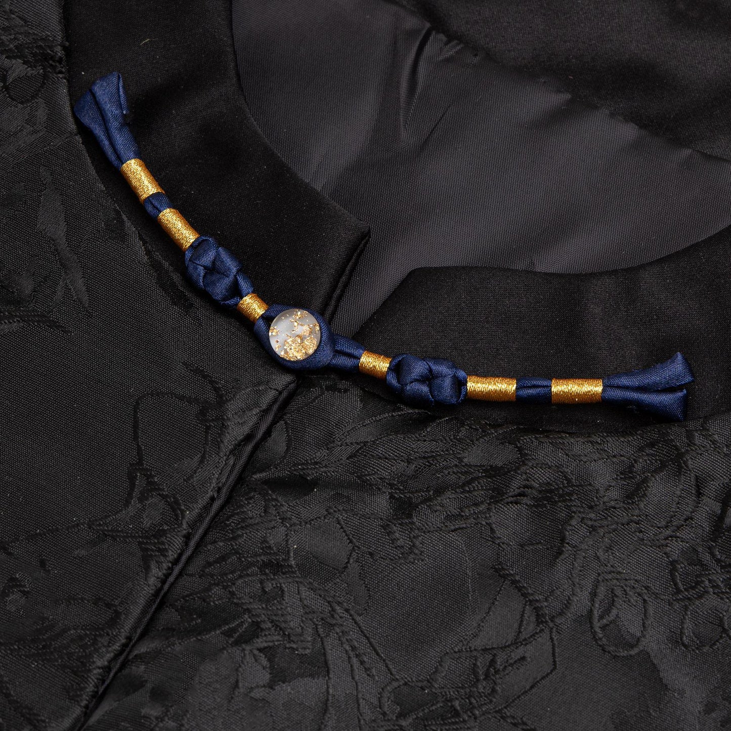 Handmade Cheongsam Satin Knot Buttons: Gold Foil Beads, Retro Ethnic Style