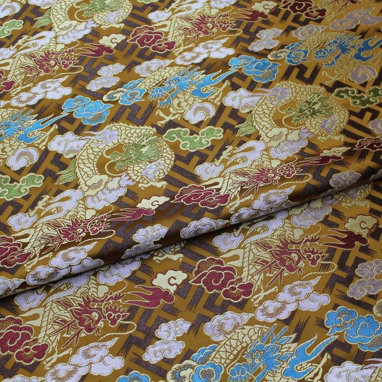 Dragon Robe Fabric: Silk Rayon Cheongsam Material, 29"W