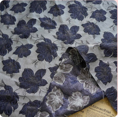 Gold Thread Floral Jacquard Fabric: Embossed 3D Bubble Design, 64" Wide