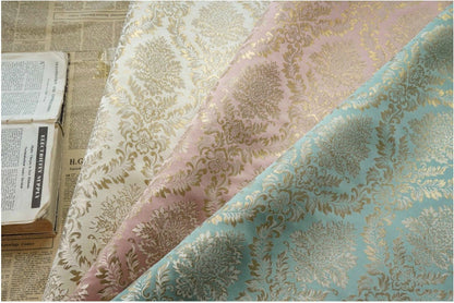Gold Thread Brocade Jacquard Damask Fabric - Retro Palace Style