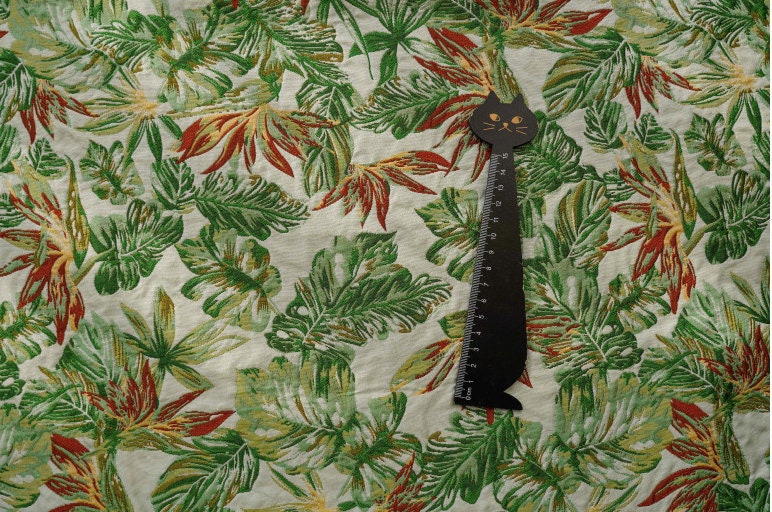 Green Forest Jacquard Fabric: Rayon Polyester Blend, 59" Wide