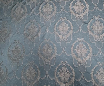 Blue Embossed Floral Jacquard Brocade Fabric | 55" Wide