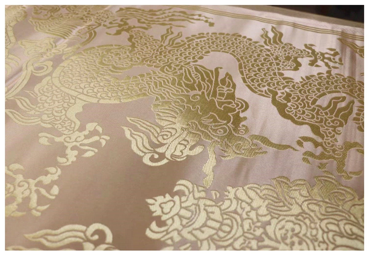 Dragon Jacquard Satin Fabric: 29" Rayon Brocade by the Meter