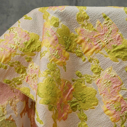 Gold Thread Jacquard Fabric: Embossed European Designer Material, 53" Wide